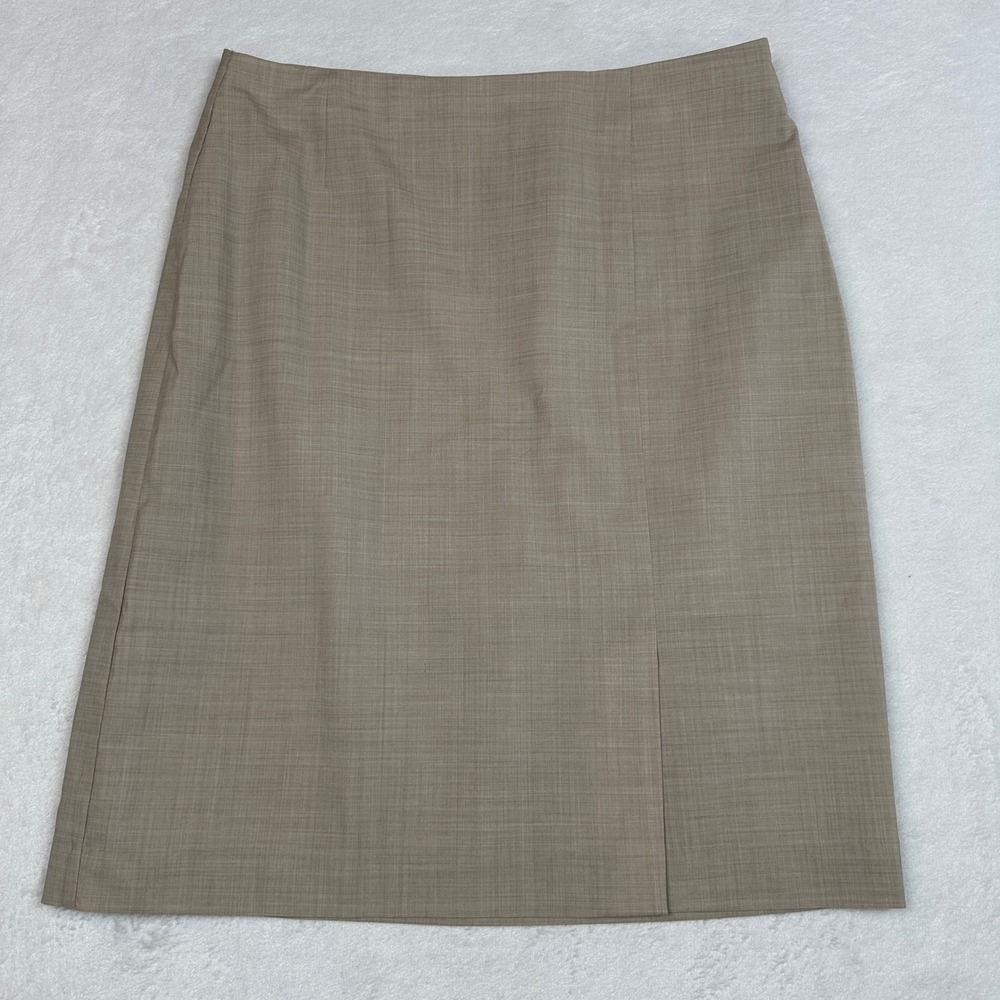 Brooks Brothers Loro Piana Wool Silk Pencil Skirt Beige Tan Size 12 Italy Fabric
